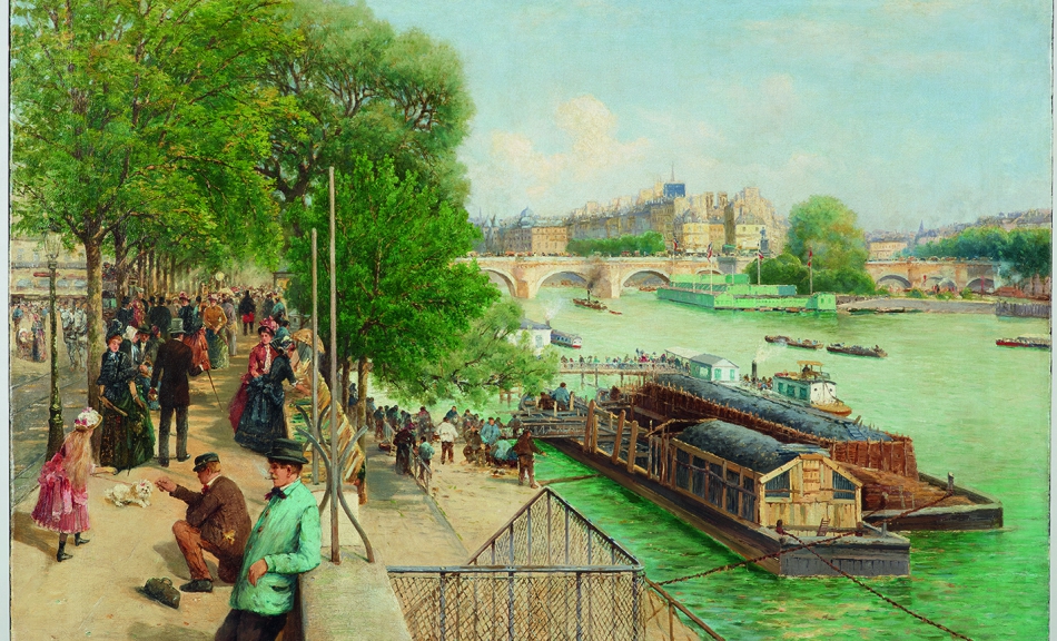 THEODOR VON HÖRMANN, At the Quai on the Left Bank of the Seine with a View of the Square de Île de la Cité | c. 1888 © Private collection