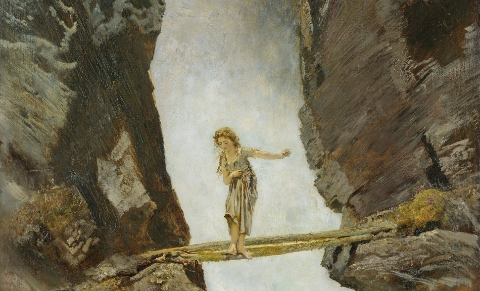 ANTON ROMAKO, MÄDCHEN, EINEN WILDBACH ÜBERSCHREITEND, 1880/1882 © Leopold Museum, Wien/Foto: Manfred Thumberger