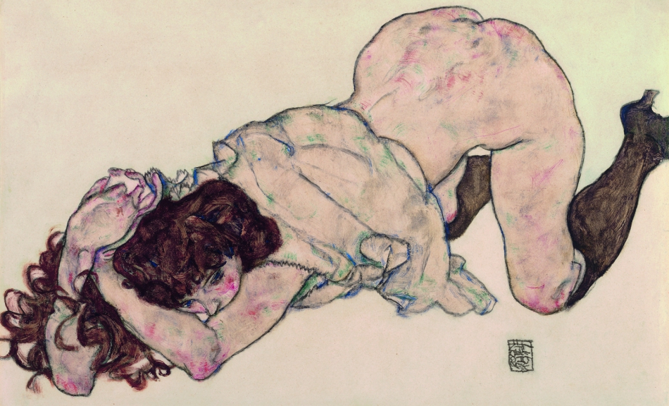 EGON SCHIELE | Kniendes Mädchen, auf beide Ellbogen gestütz | 1917 © Leopold Museum, Wien | Foto: Leopold Museum, Wien/Manfred Thumberger