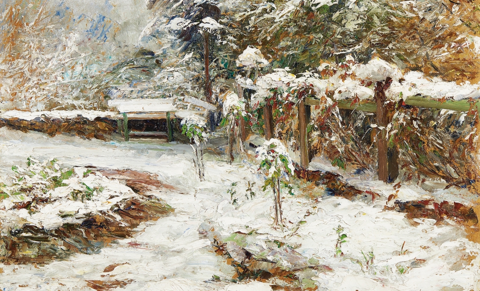 OLGA WISINGER-FLORIAN, Oktoberschnee (Motiv aus dem Schlossgarten Hartenstein), 1905 © Privatsammlung Foto: Leopold Museum, Wien/Manfred Thumberger