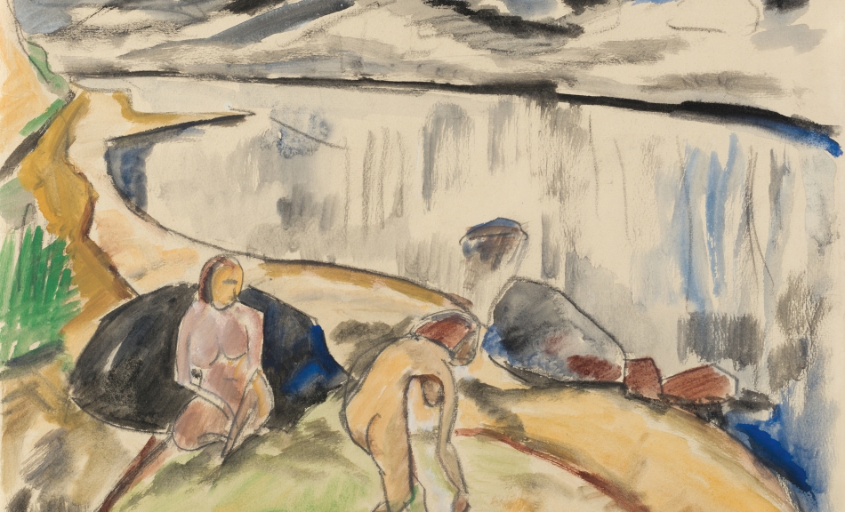 ERICH HECKEL, On the Shore of the Fjord – Bathers at the Fjord, 1913 © Fondazione Gabriele e Anna Braglia, Lugano, Photo: Roberto Pellegrini © Bildrecht Wien, 2019