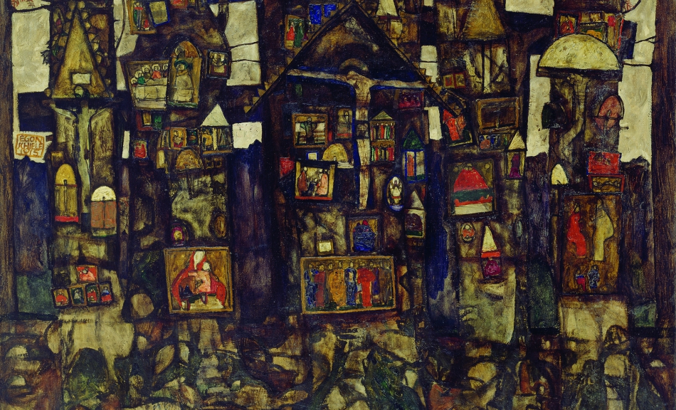 EGON SCHIELE, Shrines in the Forest II, 1915 © Kunsthaus Zug, Stiftung Sammlung Kamm, Photo: Kunsthaus Zug, Alfred Frommenwiler