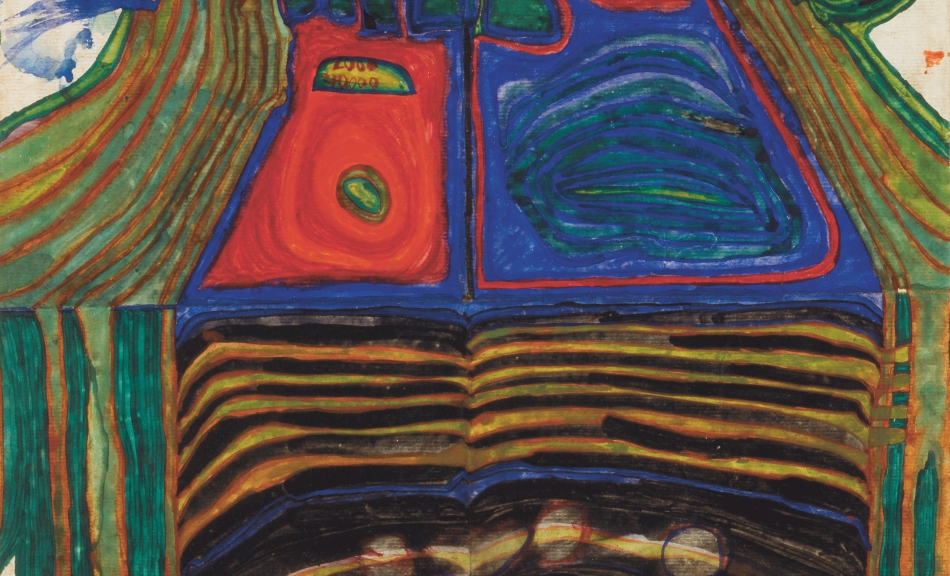 FRIEDENSREICH HUNDERTWASSER, 435 Casa che protegge, 1960 © Peggy Guggenheim Collection, Venice  Solomon R. Guggenheim Foundation, New York Foto: Peggy Guggenheim Collection, Venice © 2020 Namida AG, Glarus, Schweiz