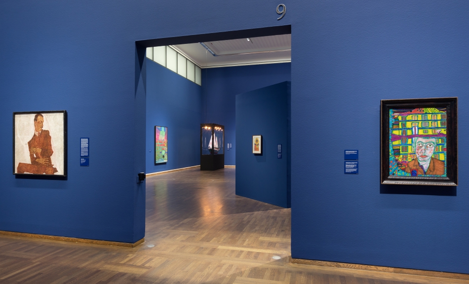 Ausstellungsansicht 2 Hundertwasser – Schiele. Imagine Tomorrow © Leopold Museum, Wien, Foto: Lisa Rastl