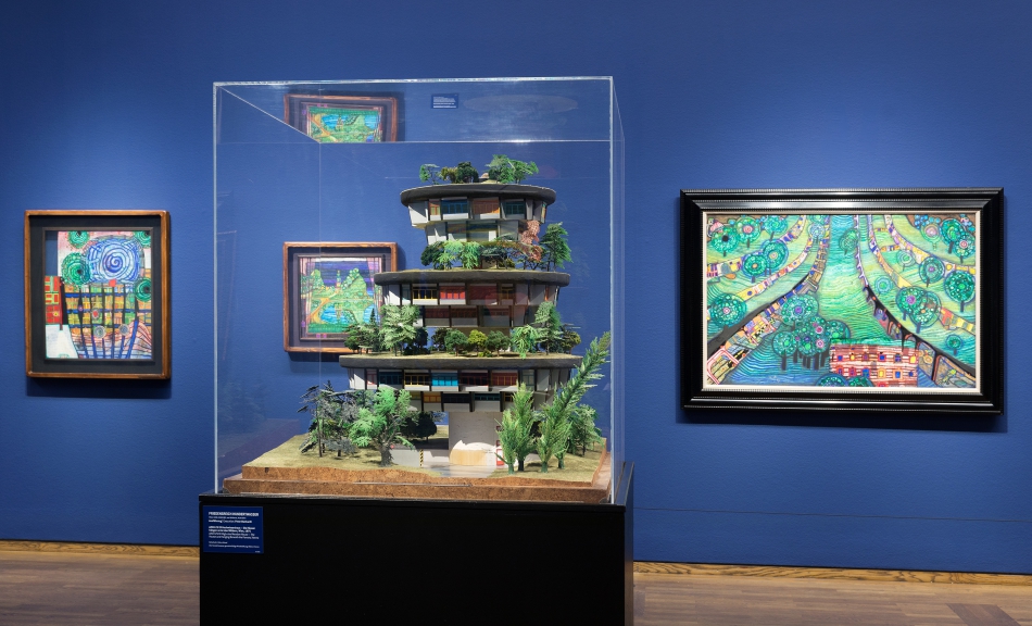 Exhibition view, Hundertwasser – Schiele. Imagine Tomorrow © Leopold Museum, Vienna, Photo: Lisa Rastl