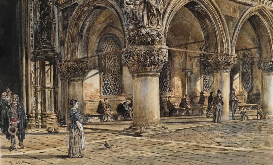 Rudolf von Alt, Blick auf den Dogenpalast in Venedig, 1874 © Privatbesitz