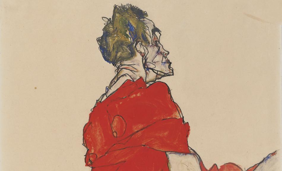 Egon Schiele, Self-Portrayal with Red Cloth © Privatbesitz