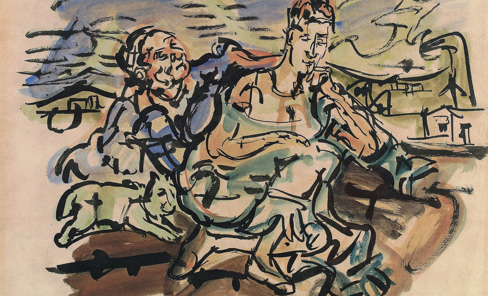 Oskar Kokoschka, Studie zum Gemälde »Liebespaar mit Katze«, 1917 © Leopold Museum, Wien, Inv. 2522; Foundation Oskar Kokoschka/VBK Wien, 2010