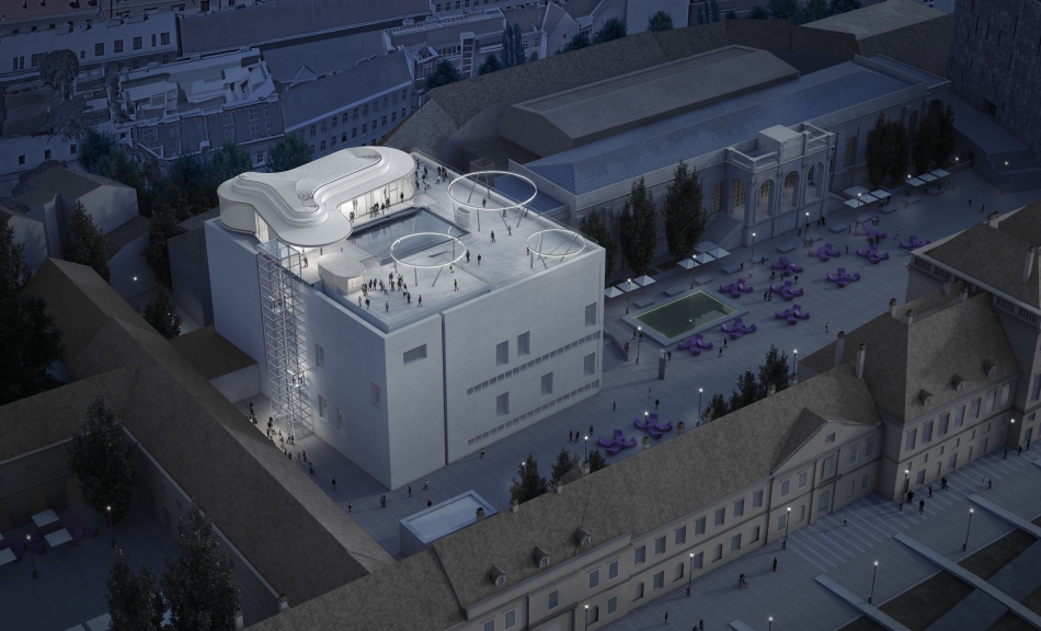 O&O Baukunst, MQ Libelle auf dem Dach des Leopold Museum, 2019 © O&O Baukunst, Foto: O&O Baukunst © Ortner & Ortner, Wien