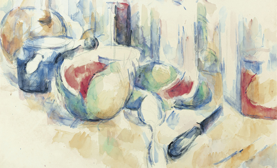 Paul Cézanne,  Stillleben mit angeschnittener Wassermelone / Nature morte avec pastèque entamée, um 1900 © Fondation Beyeler, Riehen/Basel