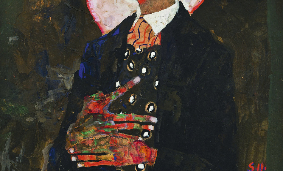 Egon Schiele, Self-Portrait with Peacock Waistcoat, 1911 © Ernst Ploil